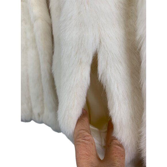 M Womens Vintage White Faux Fur Coat Minclure By Casper Insulated - Picture 5 of 10